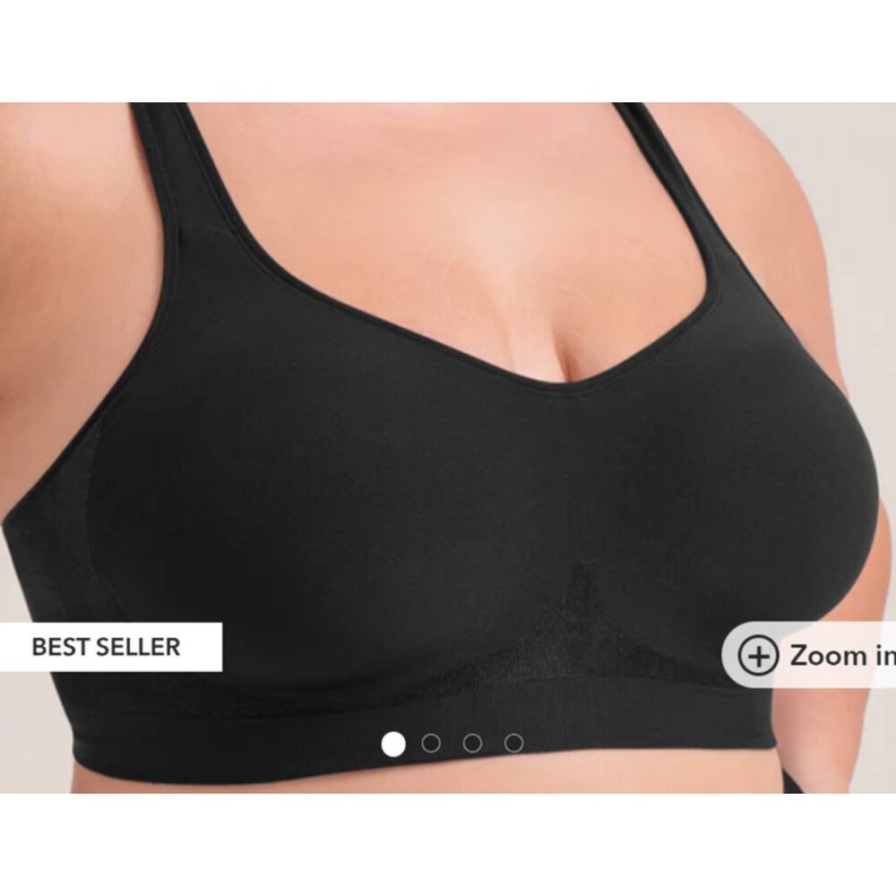 NWT SHAPERMINT Medium Wireless Bra, Black, Adjustable Straps, Seamless